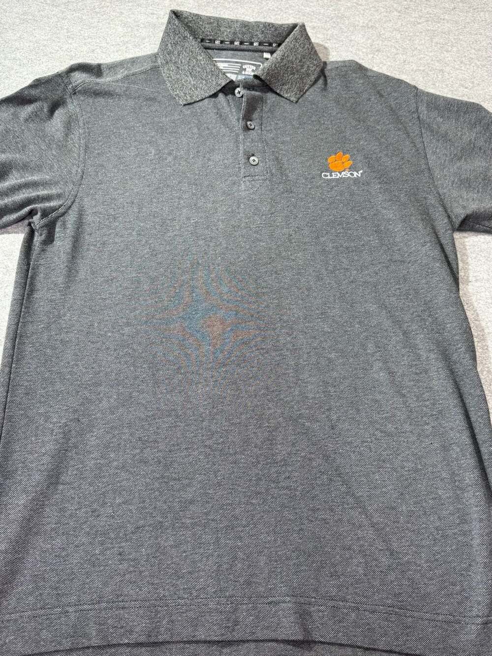 Cutter & Buck Clemson Tigers Polo Size M Gray CB DryTec Space-Dye